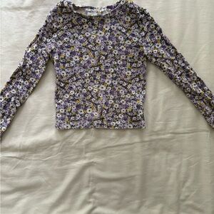 Gap Kids Purple Floral Long Sleeve Top
